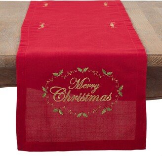 Saro Lifestyle Merry Christmas Embroidered Holiday Table Runner, 14