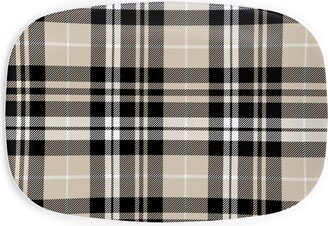 Serving Platters: Fall Plaid Serving Platter, Beige