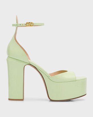 Patent Ankle-Strap Platform Sandals