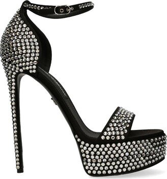 Rhinestone Embellished Platform Sandals