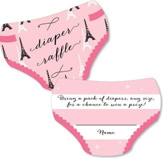 Big Dot of Happiness Paris, Ooh La La - Diaper Shaped Raffle Ticket Inserts - Paris Themed Baby Shower Activities - Diaper Raffle Game - Set of 24