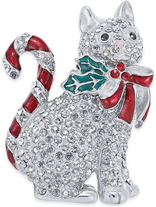 Silver-Tone Pave Candy Cat Pin, Created for Macy's