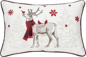 Frosty Deer Rectangle 13 x 20 Embellished Throw Pillow