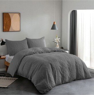 Peace Nest Clipped Jacquard Diamond Geometric Duvet Cover Set