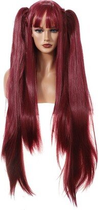 Unique Bargains Wigs Wigs for Women 33 Pink with Wig Cap Long Hair