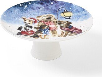 Wrendale Designs O Holy Night Footed Cake Plate - Dogs, 9.75 Inch