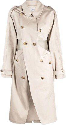 Double Breasted Cut-Out Detailed Trench Coat