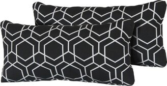 Black Hexagon Outdoor Throw Pillows Rectangle Set of 2