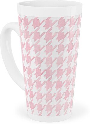 Mugs: Happy Houndstooth Tall Latte Mug, 17Oz, Pink