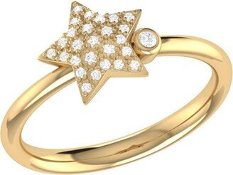 LuvMyJewelry Dazzling Star Bezel Design Sterling Silver Diamond Women Ring