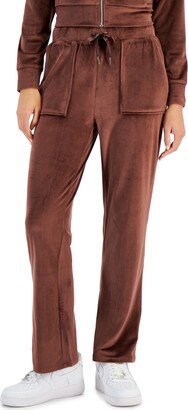 Juniors' Velour Flare-Leg Pull-On Pants