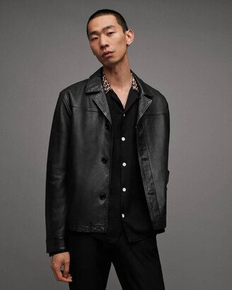 Tona Cropped Slim Fit Leather Jacket - Black