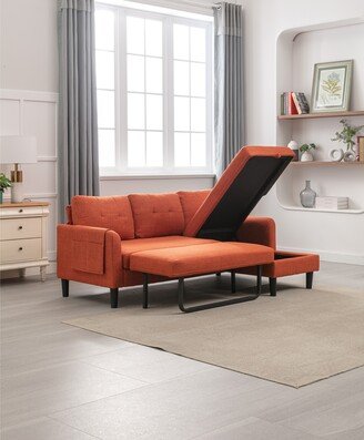 TiramisuBest Orange L Shape Sectional Sofa with Convertible Storage Chaise