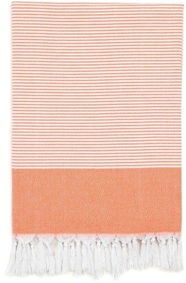 100% Turkish Aegean Cotton Elegant Thin Stripe Pestemal Beach Towel - Peach