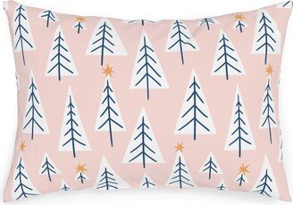 Outdoor Pillows: Christmas Tree Forest - Pink Outdoor Pillow, 14X20, Single Sided, Pink