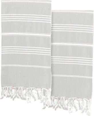 2pc Turkish Cotton Lucky Pestemal Beach Towel Gray