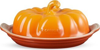 Pumpkin Stoneware Figural Butter Dish