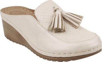 Dacey Off White Tassel Slide Wedge Mule