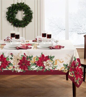 Poinsettia Garlands Engineered Tablecloth, 60 x 102