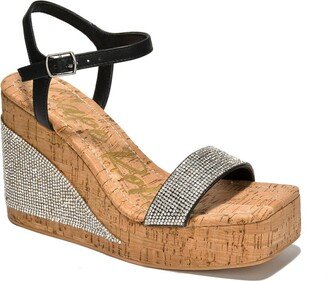 Cape Robbin Women's Zorah Rhinestone-Coated Slingback Cork Wedge