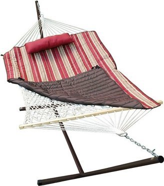 Algoma Patio 12' Hammock & Stand Set - Natural/Red/Brown