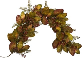 6ft. Autumn Magnolia Leaf and Berries Artificial Garland