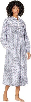 Lanz of Salzburg Classic 50 Open Neck Gown (White/Royal/Red) Women's Pajama