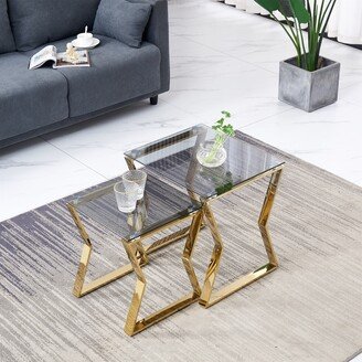 TONWIN Nesting End Table Glass Table Set for Living Room