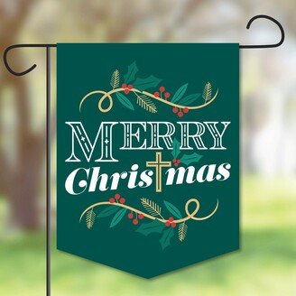 Big Dot Of Happiness Religious Christmas - Outdoor Decor - Double-Sided Cross Garden Flag 12 x 15.25