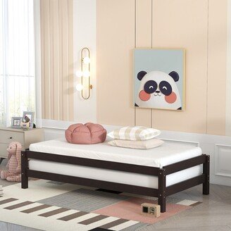 Aoolive 2 Twin Wood Bed Guest Bed Stackable Bed Solid Platform Bed Twin Size