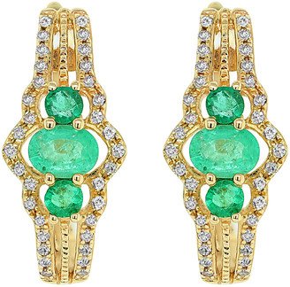 Fine Jewelry 14K 0.61 Ct. Tw. Diamond & Emerald Earrings