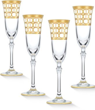 4 Piece Infinity Gold Ring Champagne Flute Set