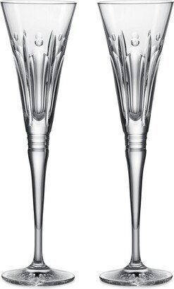 Set Of 2 Winter Wonders Clear Rose Flutes-AA