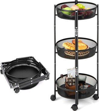 TONWIN 3-Tier Metal Rotating 1-Second Folding Storage Rack