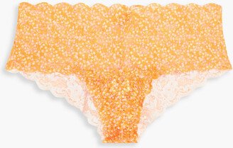 Floral-print stretch-lace mid-rise briefs