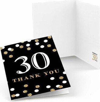 Big Dot of Happiness Adult 30th Birthday - Gold - Birthday Party Thank You Cards (8 count)