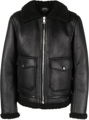 Faux-Shearling Trim Bomber Jacket