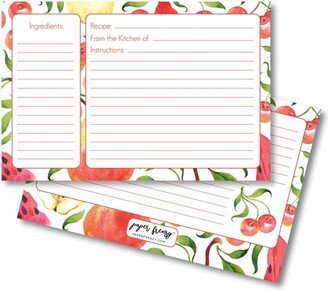 Paper Frenzy Whimsical Vintage Fruit 4 x 6 Recipe Cards - Double Sided Pack of 25