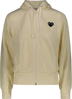 Heart Embroidered Zipped Hoodie