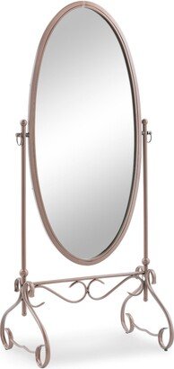 Contemporary Home Living 63” Antique Brown Large Oval Cheval Floor Mirror