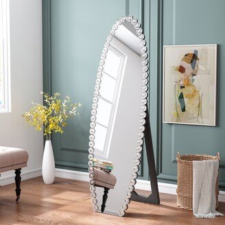 SHYFOY Oval Jeweled Floor Mirror Accent Crystal Full Length Mirror