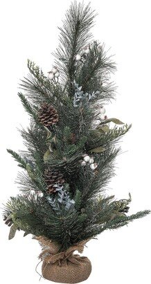 Artificial 24In Christmas Mixed Greenery Tree With Rustic Bells
