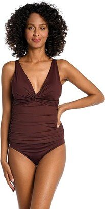 Island Goddess Twist Front Tankini (Java) Women's Swimwear