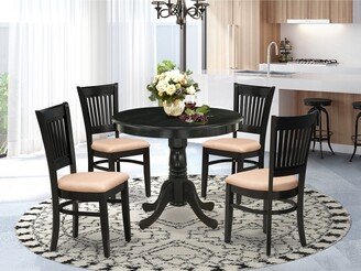 5-Pc Dinette Set - Dining Table - 4 Kitchen Chair with Slatted Chair Back