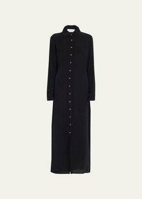 Collared Button-Front Maxi Shirtdress