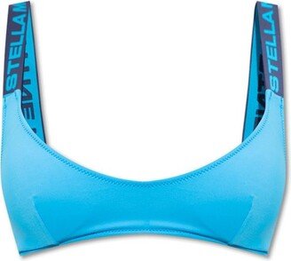 Logo-Strap Scoop-Neck Bikini Top