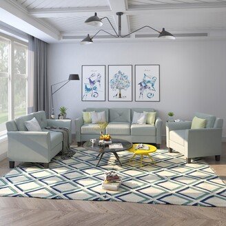 IGEMAN 3-Pieces Sofa Set Polyester-Blend, Button Tufted Living Room Sofa Set