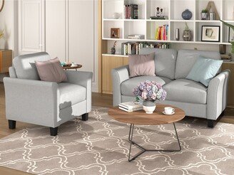 CTEX Fabric Living Room Sofa Set, Loveseat and Single Sofa with Cushions and Pillows