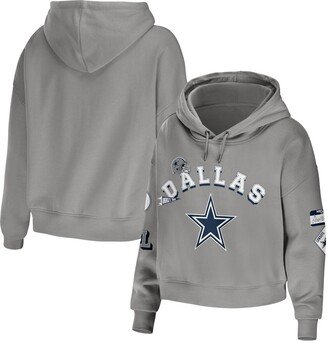 Women's Wear by Erin Andrews Gray Dallas Cowboys Modest Cropped Pullover Hoodie
