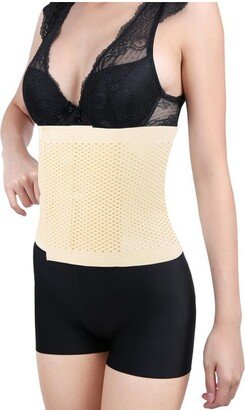 Unique Bargains Mesh Breathable Postpartum Belly Abdominal Shaping Belt Waist Wrapping Shaper Cincher Corset Shapewear Beige L